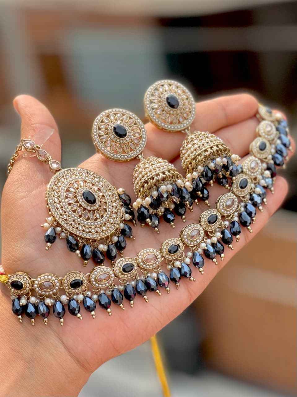 Reverse Ad Chokker With Beautiful Jhumka And Tika