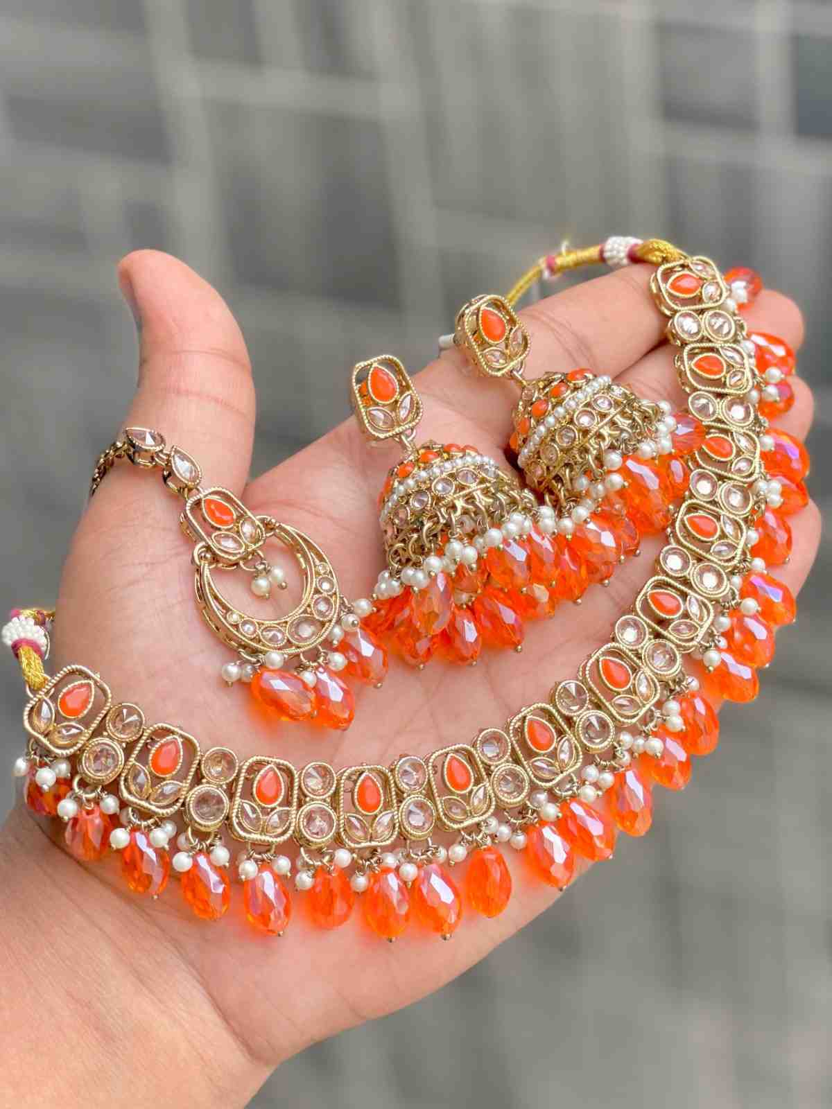 Reverse Ad Chokker With Beautiful Jhumka And Tika