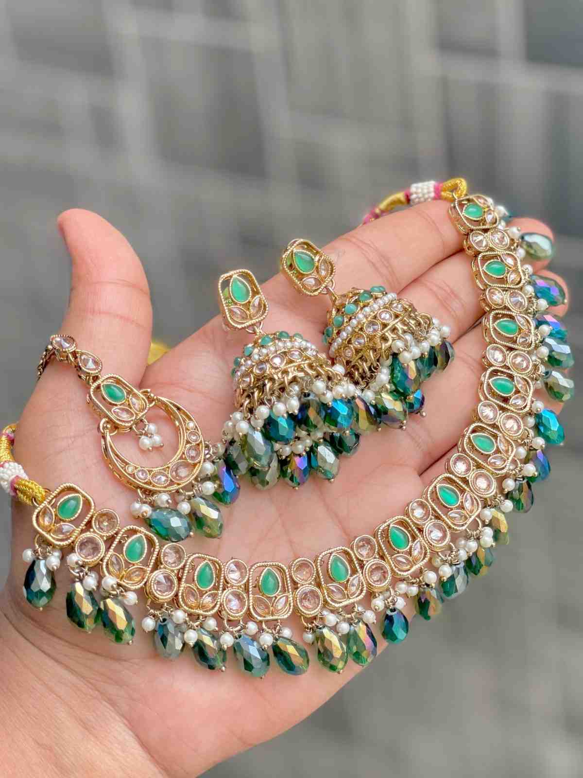 Reverse Ad Chokker With Beautiful Jhumka And Tika