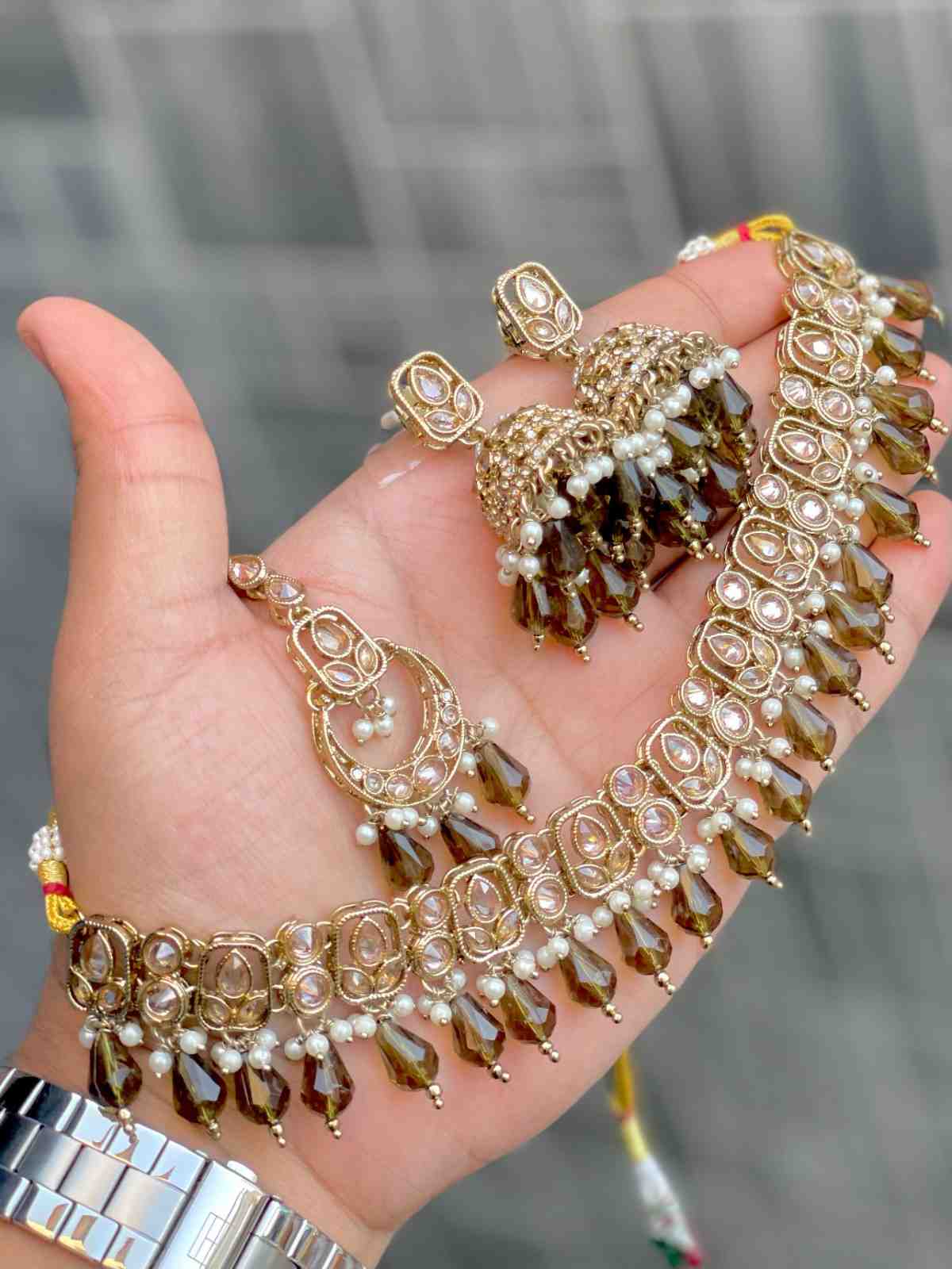 Reverse Ad Chokker With Beautiful Jhumka And Tika