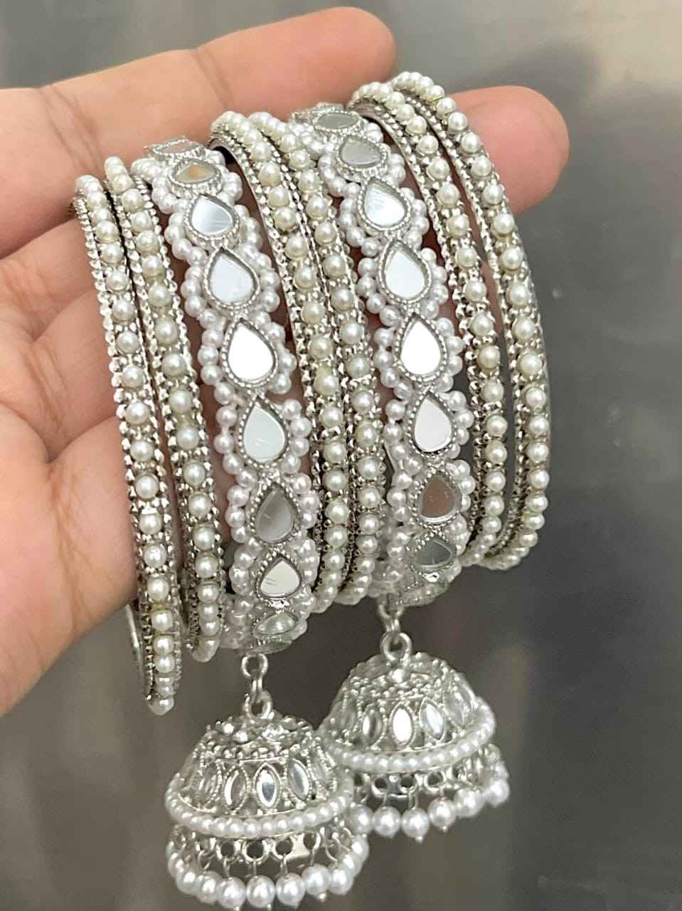 Silver Polish Both Hand Bangle Combo Set