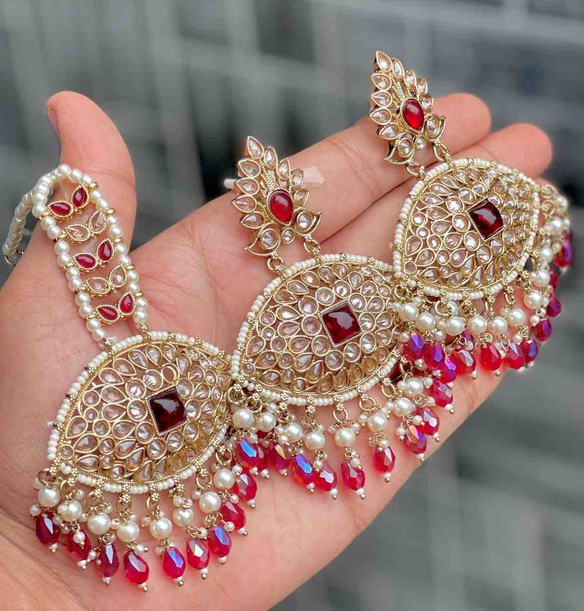 Beautiful Premium Quality Reverse Ad Stone Work  Earrings And Tika…