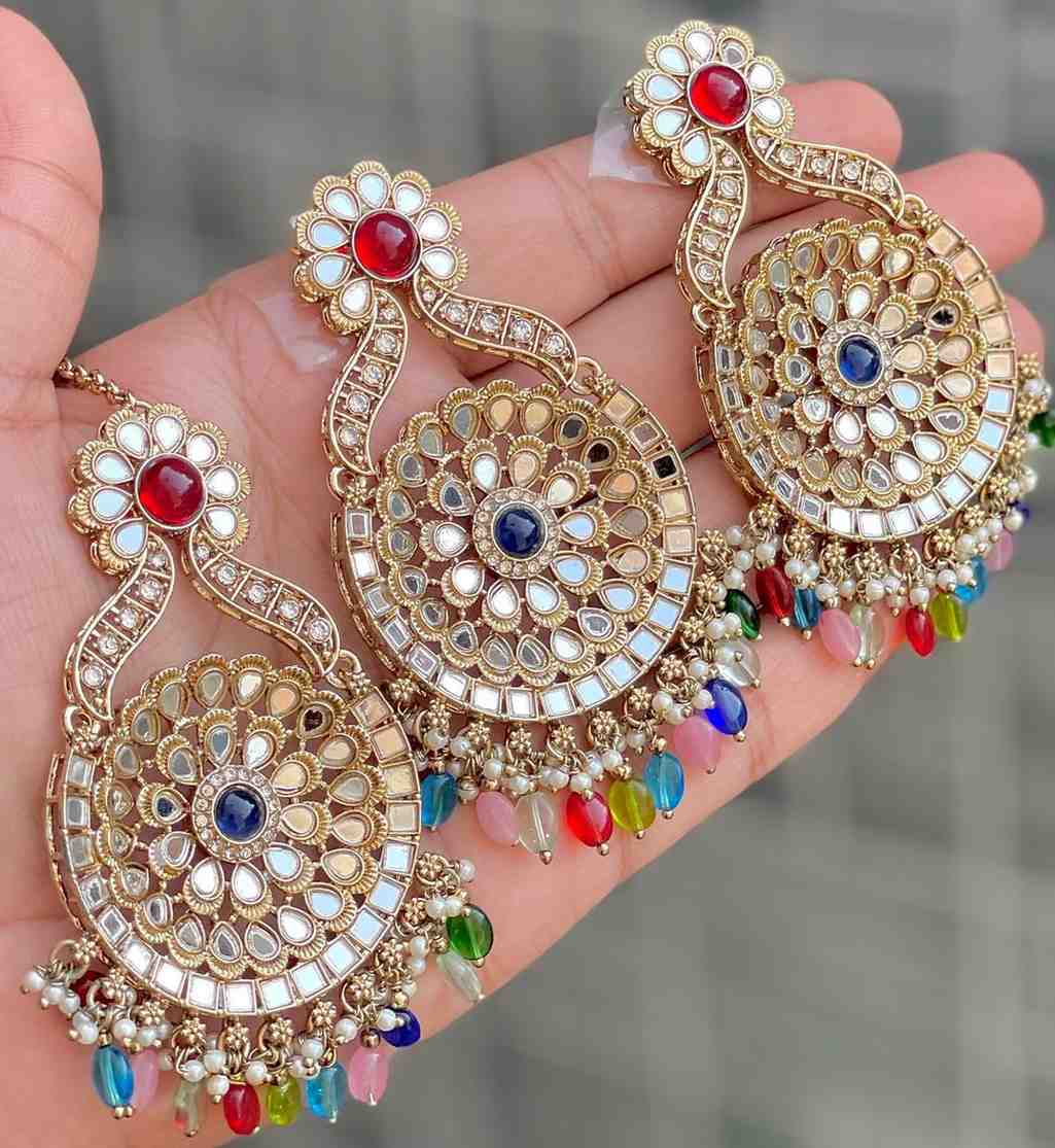 Beautiful Premium Quality Mirror Work  Earrings And Tika…