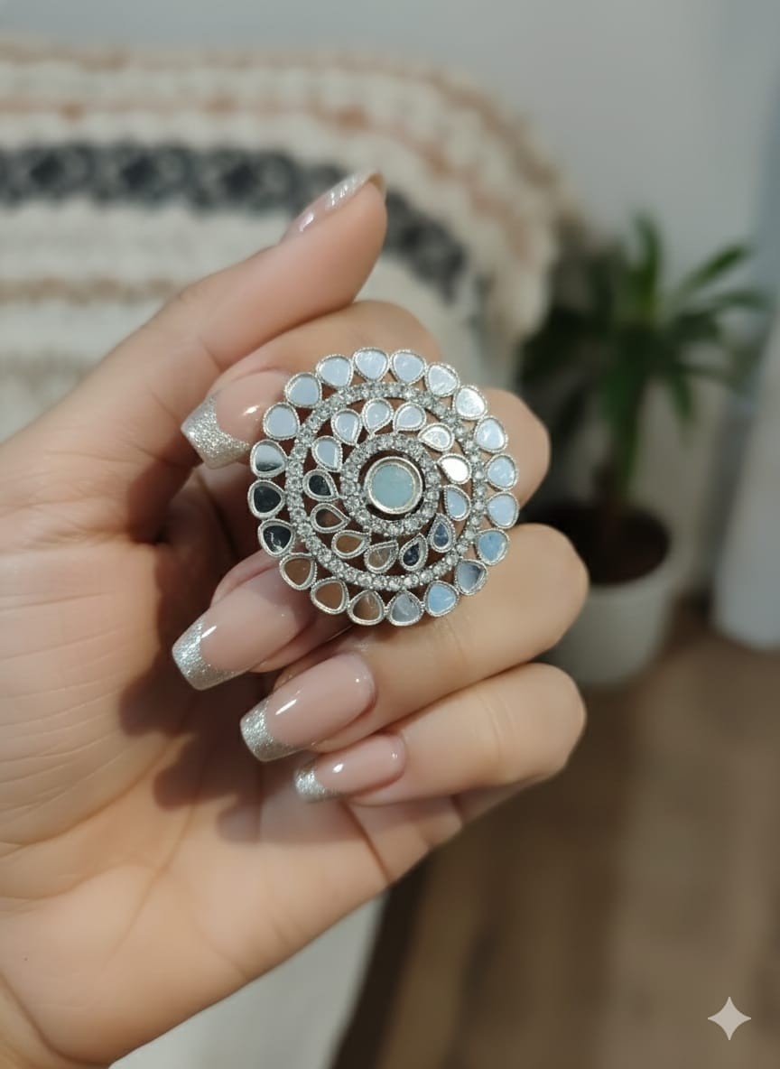 Adjustable Pakistani Work Mirror Rings