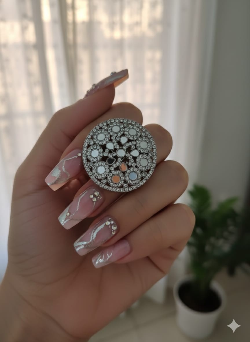 Adjustable Pakistani Work Mirror Rings