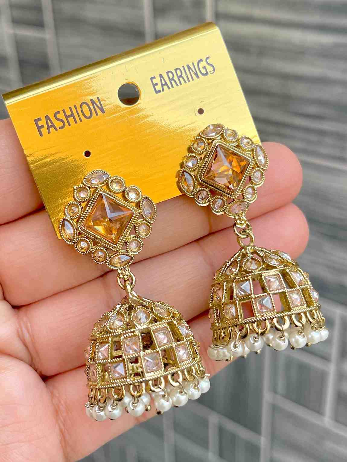 Beautiful Premium Quality  Reverse Ad Stone Work Jhumkie...
